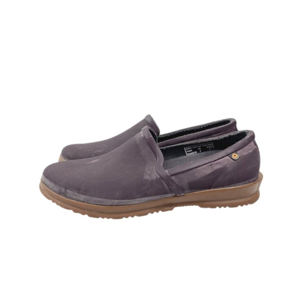 Bogs Women's Dark‎ Purple Sweat Pea Slip-On Rubber Rain Shoes Size US 7